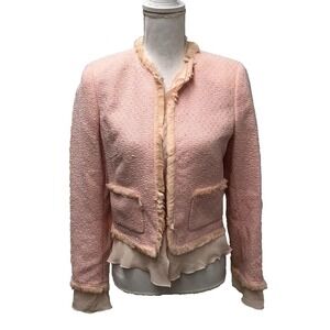 Escada Wool Silk Twill Blazer Jacket Womens 34 Small Pink Business Teacher